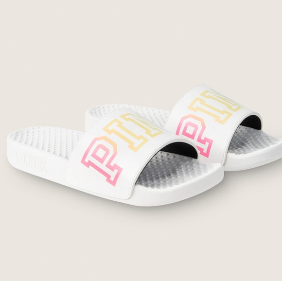 PINK Victoria's Secret Shoes - VS P💖I💜N💛K Slides